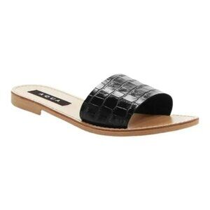 AQUA Italian Women’s Black Croc-Embossed Slide Sandals (Bloomingdale's)~size 5